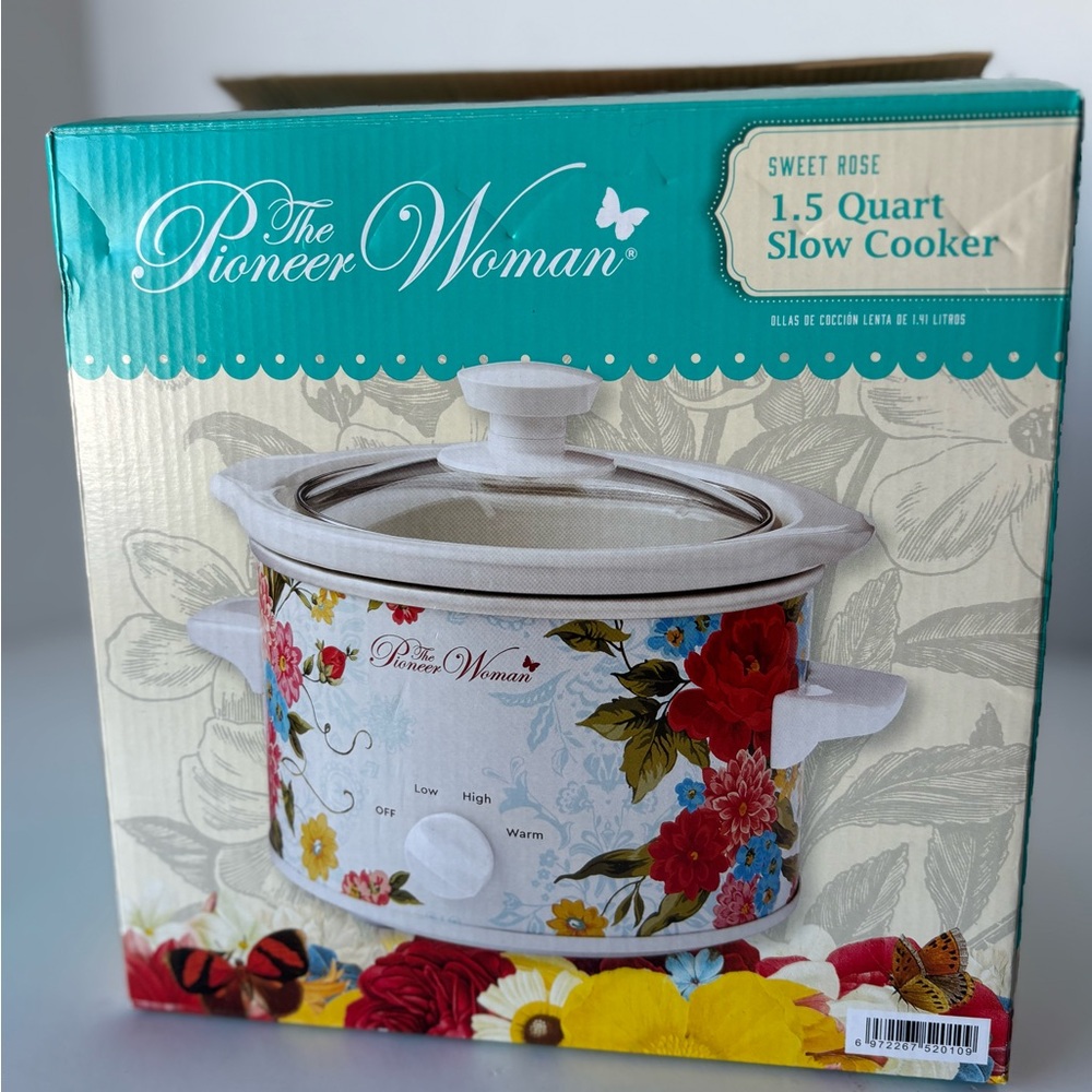 Pioneer Woman 1.5 Quart Sweet Rose Slow Cooker Crockpot New In Box Floral